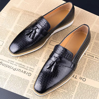 Chaussures décontractées en cuir véritable pour hommes, style britannique, résistantes à l'usure, pour le bureau et les occasions professionnelles
