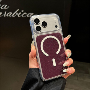 Coque de téléphone magnétique transparente de luxe avec paillettes pour iPhone 18 17 16 15 14 Pro Max, étui arrière brillant et coloré en PC et TPU - Product Image 1
