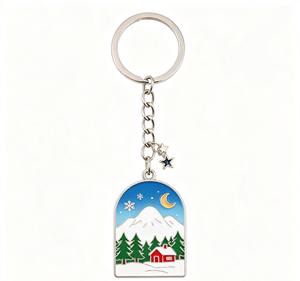 Porte-clés en métal avec logo personnalisé, porte-clés en émail, souvenir de Noël, alliage de zinc, cadeau promotionnel - Product Image 1