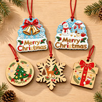 Bon marché, forme personnalisée, cercle écologique, ornements de Noël en bois, coffret cadeau pour enfants