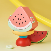 Nouvelle boîte à bonbons créative en forme de pastèque avec couvercle en plastique, mignonne boîte de rangement pour collations d'enfants, 3 compartiments, boîte portable pour noix et produits secs