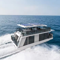 Maison flottante à énergie solaire pour les lacs, maison flottante électrique personnalisée, maison mobile préfabriquée moderne Fly Ridge avec deuxième étage
