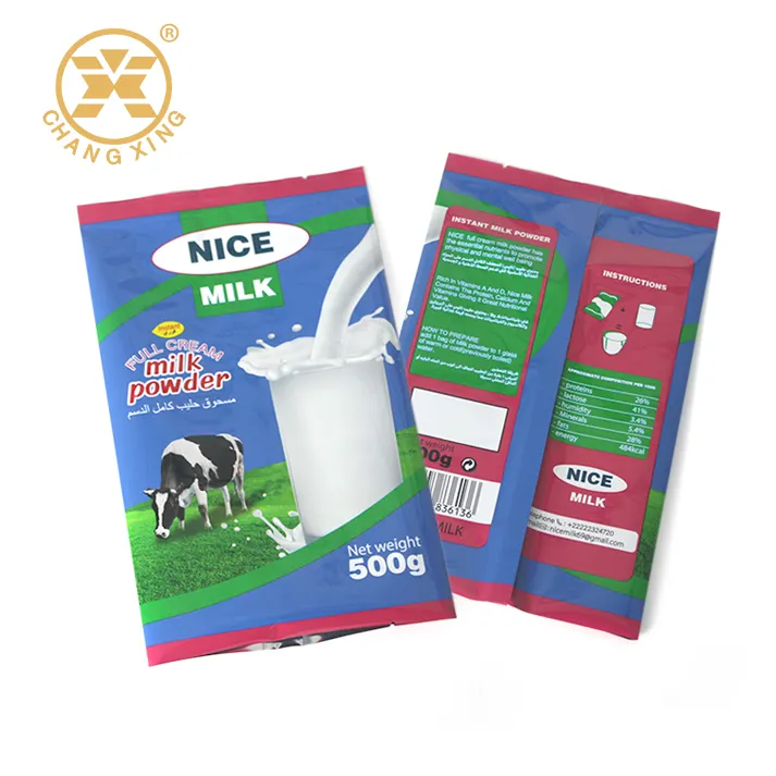 Sac de conservation OEM en poudre de lait liquide, emballage de poudre de lait fine scellé, sacs complets de poudre de lait 500g 1KG 25KG
