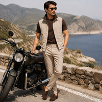 Ensemble pantalon et chemise décontracté pour homme à col en V - Vêtements de printemps de haute qualité, confortables et respirants