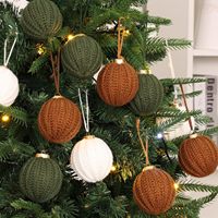 Ensemble de 15 boules de Noël en fil de laine, 6 cm, décoration de luxe légère à faire soi-même, ornement suspendu pour arbre de Noël, fête du Nouvel An