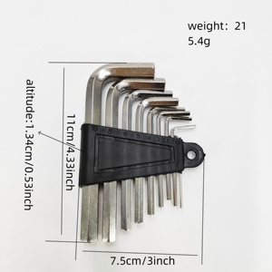 Jeu de clés à douille hexagonales métriques à tête plate en forme de L, 9 pièces, nickelées, outil de <span class=keywords><strong>quincaillerie</strong></span>, accessoires pour guitare, jeu d'outils à douille hexagonale - Product Image 2
