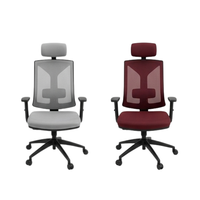 Chaise de bureau exécutive moderne en cuir PU, dossier en maille, appui-tête et accoudoirs réglables, base pivotante à roulettes, siège ergonomique pour bureau à domicile