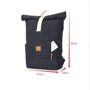 Manufacturer Premium Canvas Rucksack Roll Top Outdoor Waterproof Anti Theft Laptop <b>Backpack</b> Custom logo - Product Image 2