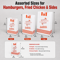 Ölfeste Quadratische Einweg-Papiertüte in Weiß oder Braun für Brathähnchen, Pommes Frites, Chicken Nuggets, Takeaway-Lebensmittelverpackung (Ohne Fettabsorption)