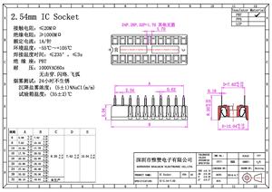 2,54 conector do mergulho da fileira 2,54 dobro do Pin do soquete 28 do SIP com terminal liso através do furo para encabeçamento do adaptador do PWB dos CI - Product Image 5