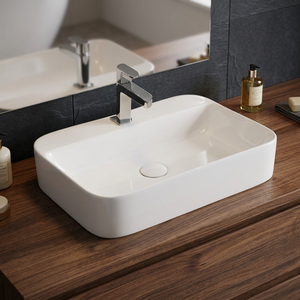 Offre spéciale Lavabo ovale moderne en céramique rose mat Lavabos de salle de bains d'hôtel Meuble de toilette avec égouttoir - Product Image 3