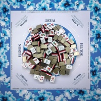 Mahjong américain avec tapis de Noël brodé et jetons pour un emballage cadeau de luxe et une vente au détail haut de gamme