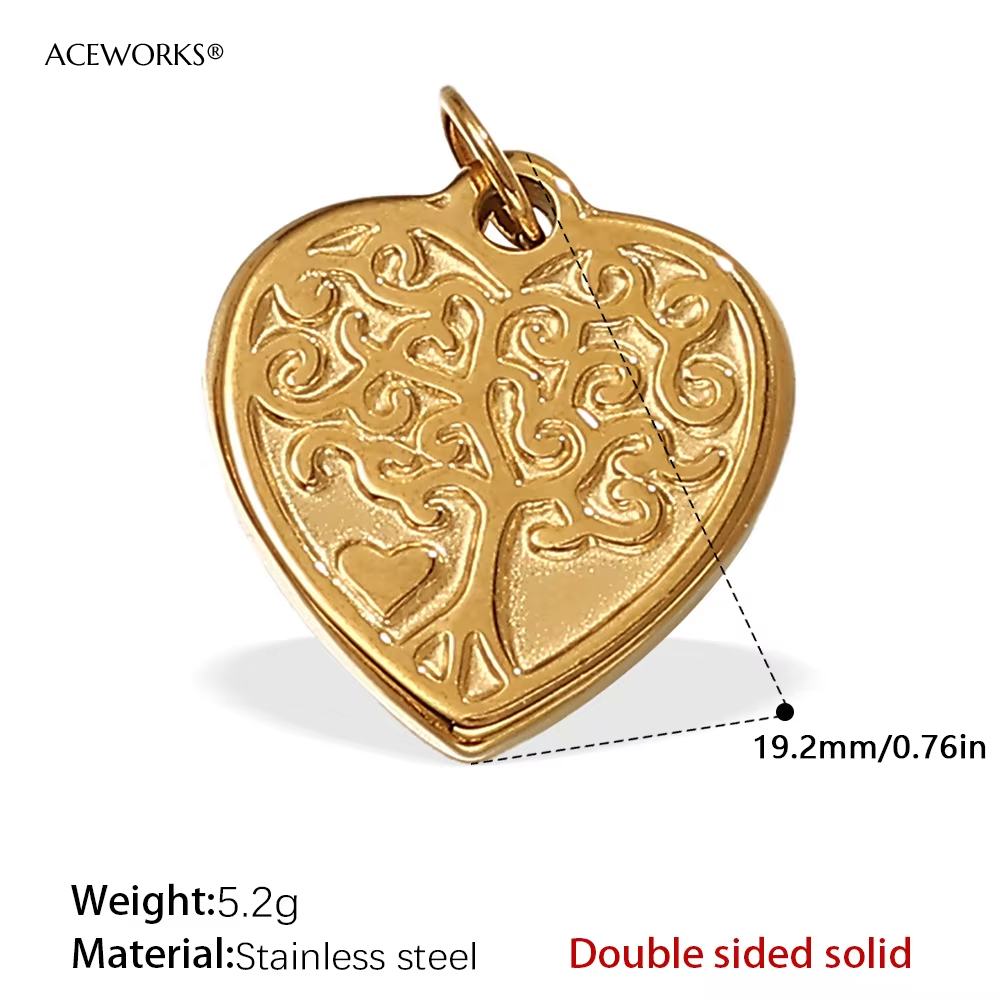 Pj446g double-sided tree of life heart charm