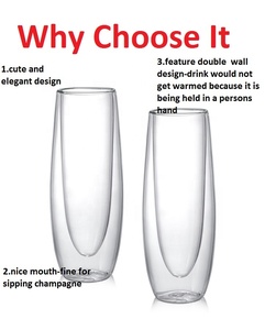 Logo personnalisé 5oz Flûtes isolées à <span class=keywords><strong>double</strong></span> paroi sans pied Chic pour verre de champagne pour les fêtes de mariage - Product Image 3