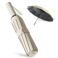 Parapluie anti-UV avec revêtement noir isolant thermique, 12 baleines, double armature, coupe-vent, pliable en 3, automatique, idéal pour le voyage, vente en gros, direct usine