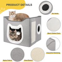 Lits pour chats d'intérieur pour animaux de compagnie avec boule moelleuse suspendue et coussin à gratter pliable chat refuge coton saisons universel