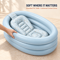 Baignoire gonflable pour bébé avec support intérieur profilé, conception ovale en PVC avec chambre à air pour un rangement peu encombrant, emballage personnalisé