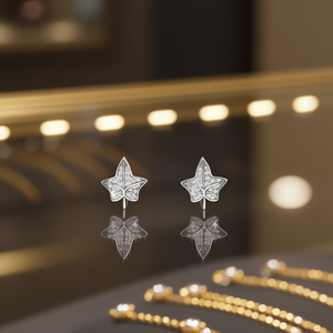 Orecchini in Oro Bianco con Diamanti Naturali Taglio Brillante Rotondo Stile Minimalista Gioielli in Argento per Uso Quotidiano Femminile - Product Image 2