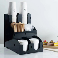 Distributeur de gobelets en papier acrylique moderne à 13 compartiments pour café, lait, thé, KFC, organisateur, support de présentation pour le rangement des gobelets