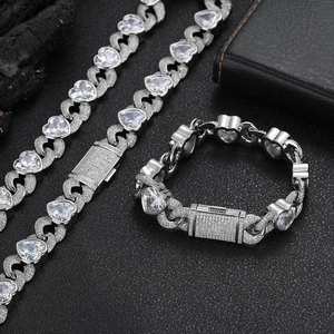 12mm forma de corazón diamante joyería collar cadena plata chapado en oro Hip Hop collar cubano enlace collar cadena para regalo de los hombres - Product Image 2