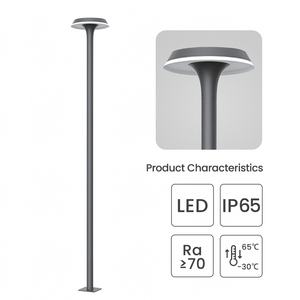 Lampe <span class=keywords><strong>de</strong></span> jardin LED en aluminium <span class=keywords><strong>avec</strong></span> poteau, étanche IP65, lampadaire rond, alimentation CA - Product Image 3
