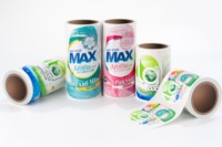 Rouleau imprimé de LOGO privé personnalisé étiquettes de bouteille de détergent en PVC PE auto-adhésives impression, étiquette de bouteille de détergent liquide de lessive