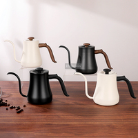 Bouilloire à café HIGHWIN en acier inoxydable de 600 ml avec poignée en plastique - Réutilisable et durable pour la préparation du café
