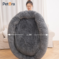 Coussin rond confortable personnalisé Petora, amovible, lavable, lit de luxe pour chien et chat
