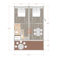 Maison préfabriquée en conteneur moderne, résistante aux ouragans, pour complexes hôteliers, appartements, maisons avec 2 chambres, cuisine et toilettes