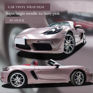 Pegamento de baja viscosidad de 1,52*17m, película de envoltura de vinilo para coche rosa con bayas de hielo metálicas ultrabrillantes, rollo de vinilo para envoltura de coche - Product Image 3