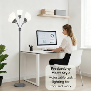 Lampadaire Medusa à 5 têtes LED en métal, hauteur réglable, design moderne, éclairage pour salon, chambre à coucher, bureau - Product Image 3