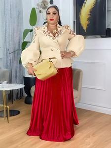 Африканские наряды для женщин: комплекты из 2 предметов (топы и юбки), костюмы Дашики, платья из ткани Анкара с пайетками, большие размеры, турецкие свадебные и вечерние платья - Product Image 4