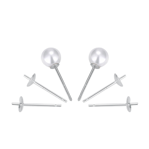 925 Sterling Silver Bead Caps <b>Earring</b> <b>Posts</b> 2mm for DIY Jewelry Making Findings - Product Image 4