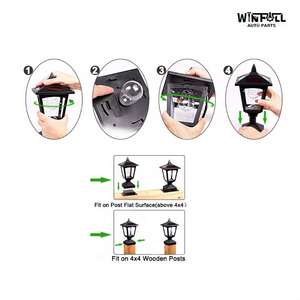 <b>Solar</b> <b>Post</b> <b>Light</b> Waterproof with Remote Control Black Plastic Cool White <b>Light</b> for Villa Gate Road Yard Garden Outdoor - Product Image 4