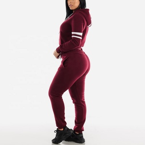 PIHA SPORTS Women's 2-Piece Winter Track Suit Set High Low Top Bottoms Casual Lounge Wear Sweatshirt <b>Joggers</b> <b>Polyester</b>/Cotton - Product Image 4