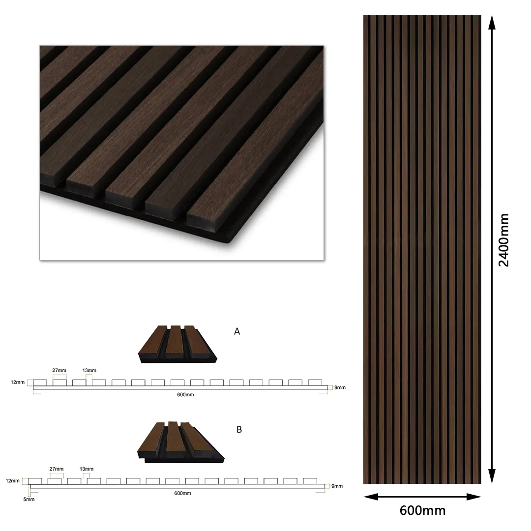 KASARO Popular walnut oak wood veneer wall panels acoustic panels woods for office acoustic slat wall panel