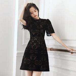 ชุดเดรสแขนสั้นสไตล์ใหม่ปี 2026 แต่งลูกไม้ ดีไซน์หรูหรา / เสื้อผ้าสตรีภาคใต้ / มินิเดรส - Product Image 4