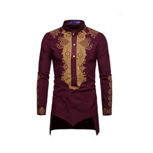 Ropa Islámica de Lujo para Hombre, <span class=keywords><strong>Camisa</strong></span> de Manga Larga con Cuello Alto Estampado, Kurta Thobe, Ropa Musulmana Masculina - Product Image 5
