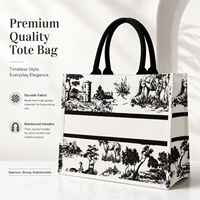Sac fourre-tout en toile de coton imprimé rétro de qualité supérieure avec logo personnalisé pour le bureau, les trajets quotidiens, les festivals, les cadeaux, les expositions