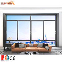 Fenêtre coulissante horizontale à double vitrage avec cadre en alliage d'aluminium personnalisé, résistante aux ouragans, fenêtres virtuelles en aluminium