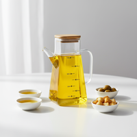 Botol Minyak Tahan Suhu Tinggi 700ML 500ML Kaca Borosilikat Tinggi dengan Skala Pengontrol Minyak
