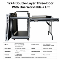 Flight case professionnel en aluminium GEHUA à trois portes et double couche 6U/8U/10U/12U/14U/16U/18U+4U pour microphone, mixeur et amplificateur