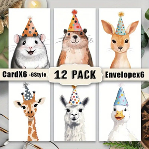 Chúc mừng sinh nhật thẻ tùy chỉnh hiện tại trẻ em động vật ảnh chúc mừng sinh nhật thiệp chúc mừng thiết lập giá trị gói thẻ cho trẻ em - Product Image 2