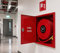 Ensemble de dérouleur de tuyau d'incendie manuel avec armoire de protection, vanne en laiton et tuyau flexible pour la protection incendie des bâtiments