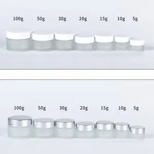 Luxuriöse kosmetikverpackung Glasgefäß 1 Unz 2 Unzen 20 G 30 G 50 G 100 G 150 G 200 G kundenspezifisches Logo mattiertes Hautpflege-Grill mit weißem Deckel