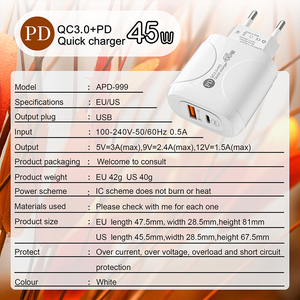 Cargador de pared USB con enchufe EU/US/UK/JP/AU Tipo C, Cargador rápido para Caricatore iPhone, cargador de 25W, cargadores Para Celular - Product Image 6