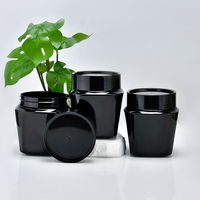 Pot en plastique noir rond de 500 ml (16 oz) pour gommage corporel, crème pour le visage, vide, avec couvercle noir