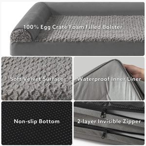 Custom Square Waterproof Orthopedic Foam Dog Beds Extra Large Bolster Washable Sofa Removable Cover Non-Slip Bottom Carton - Product Image 4