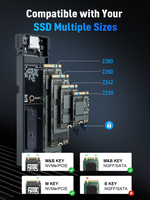 VCOM en Stock USB3.2 10Gbps Caja de disco duro externo Protocolo dual NVMe SATA SSD Caja de disco de estado sólido M.2