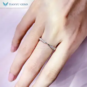 Trang Sức Tianyu Nhẫn Cưới Bằng Bạc Ý 925 Mạ Vàng Trắng 18K Đá Cubic Zirconia Màu Trắng Cho Nữ